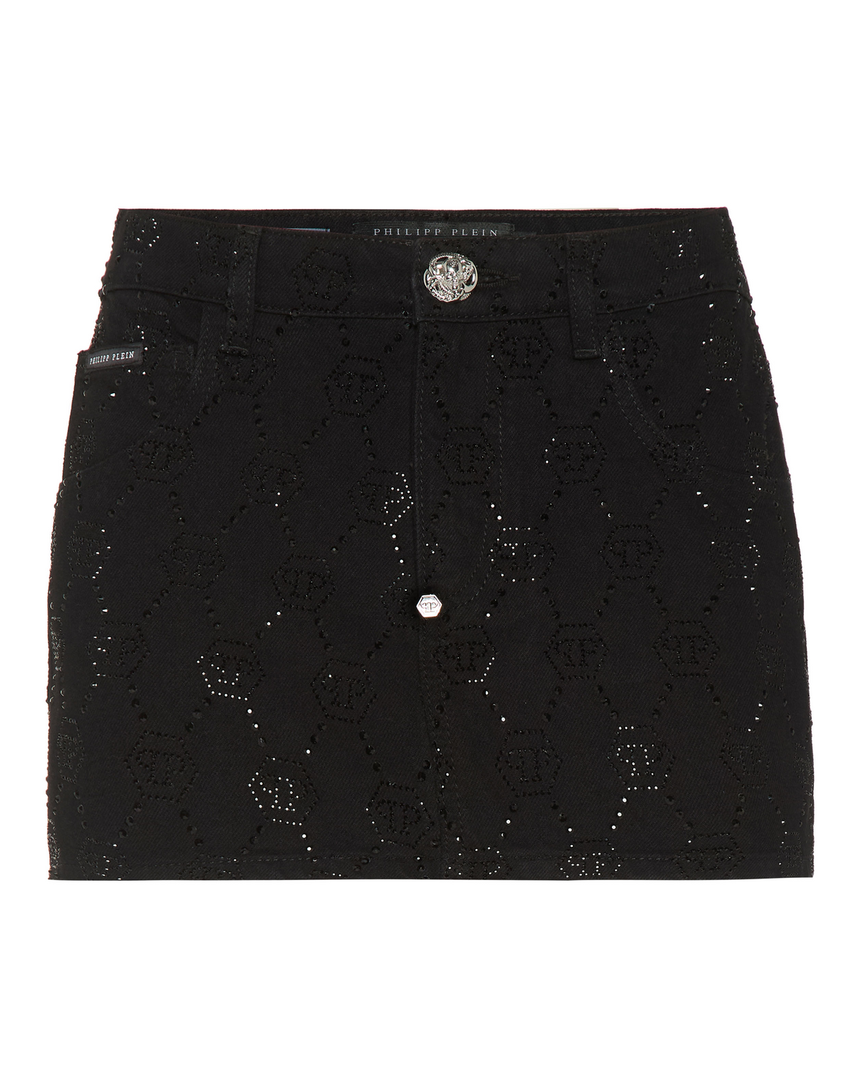 Denim Mini Skirt Strass Monogram