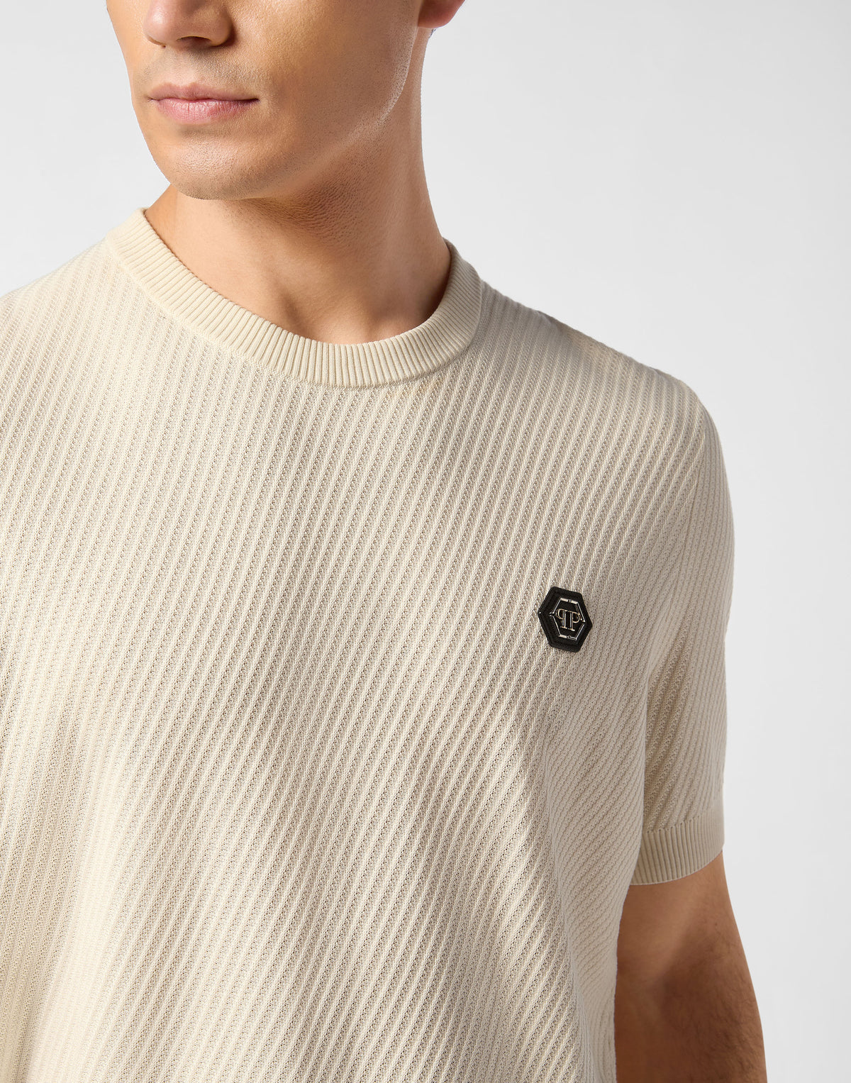 Knited Round Neck T-Shirt Wool Silk Blend