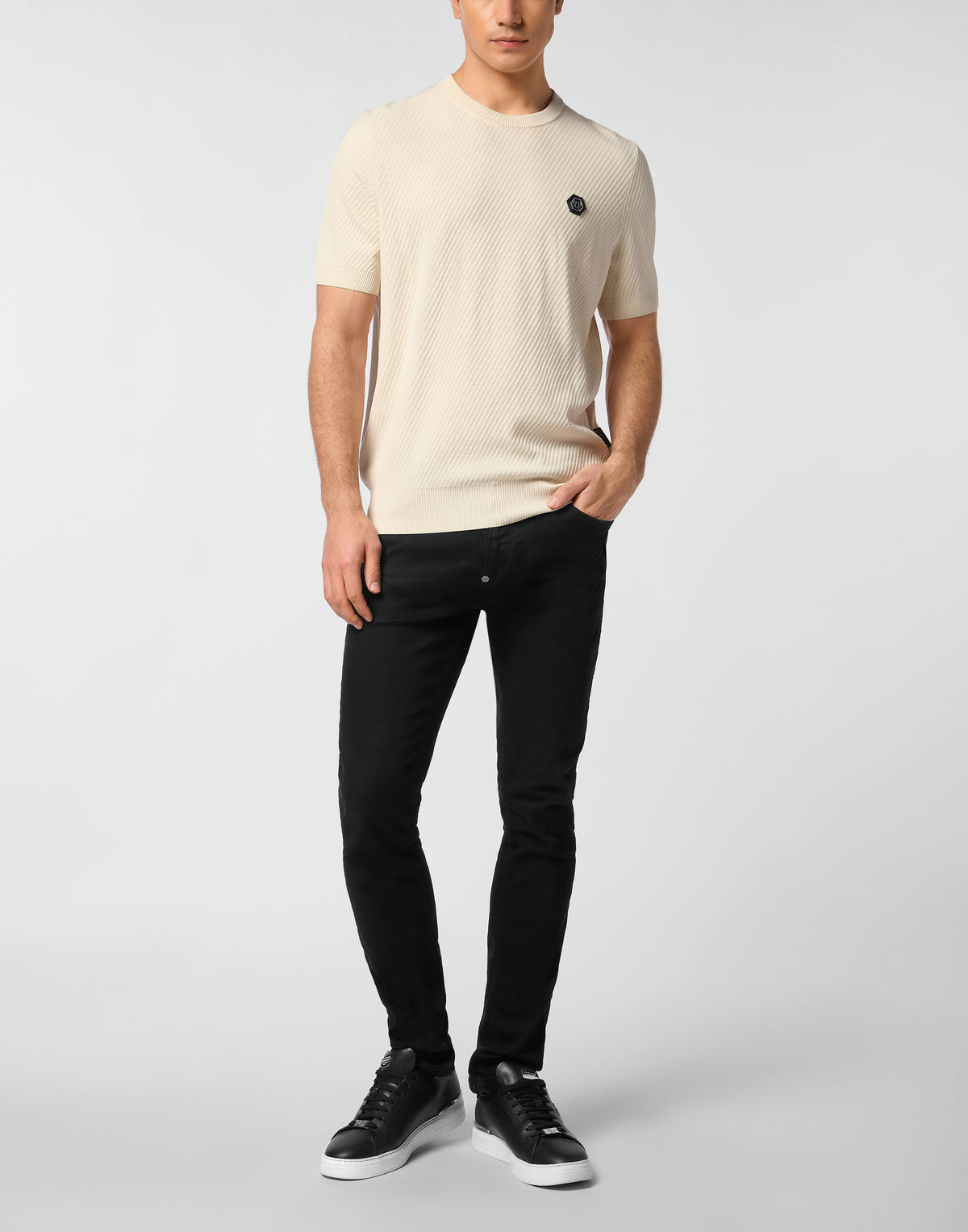 Knited Round Neck T-Shirt Wool Silk Blend