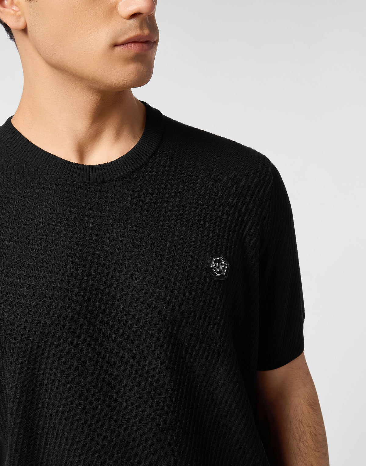 Knited Round Neck T-Shirt Wool Silk Blend