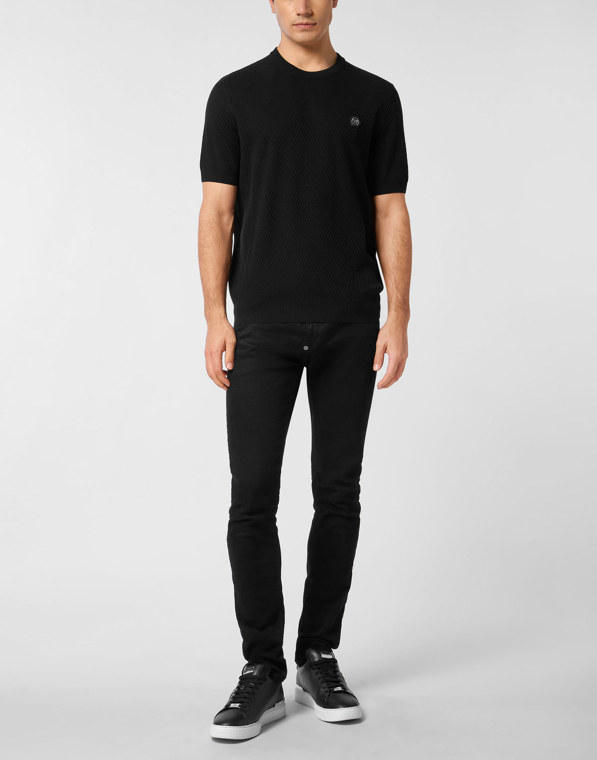 Knited Round Neck T-Shirt Wool Silk Blend