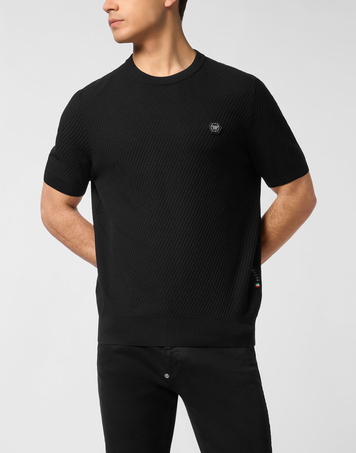 Knited Round Neck T-Shirt Wool Silk Blend