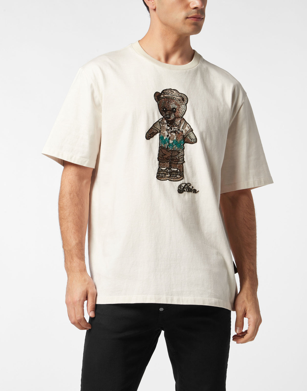 Crystal Round Neck T-Shirt Teddy Bear