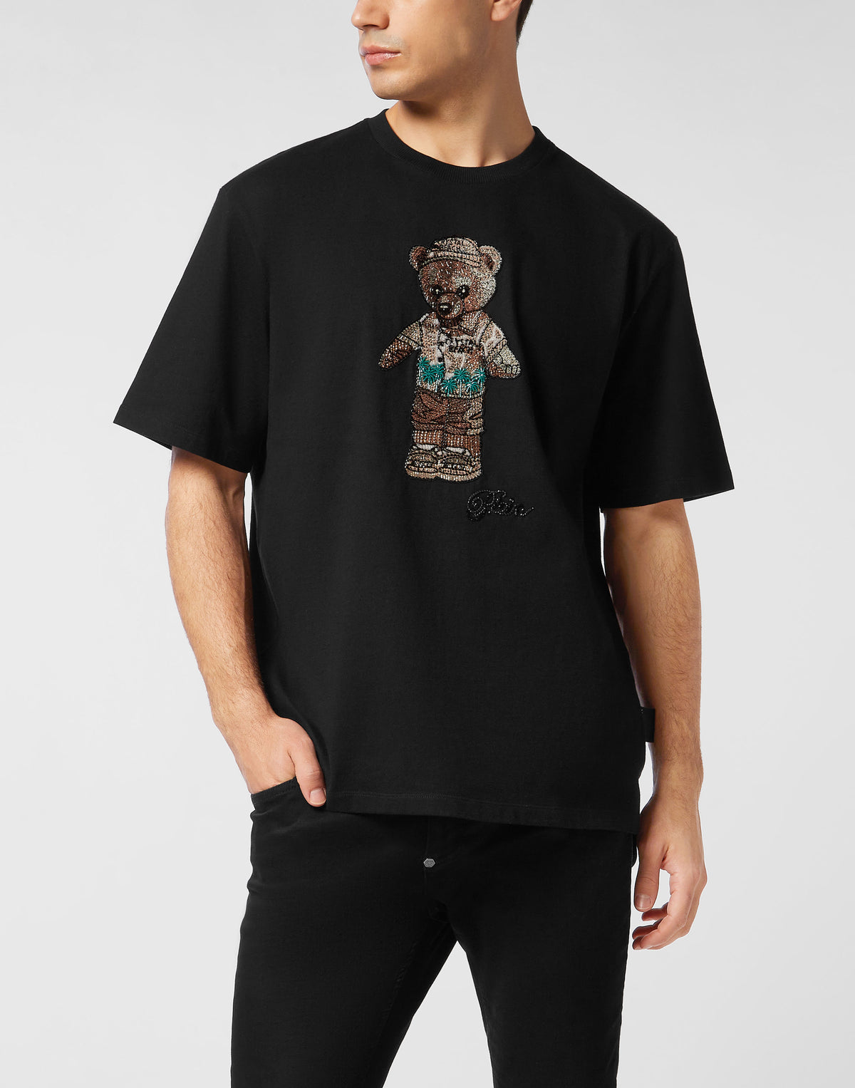 Crystal Round Neck T-Shirt Teddy Bear