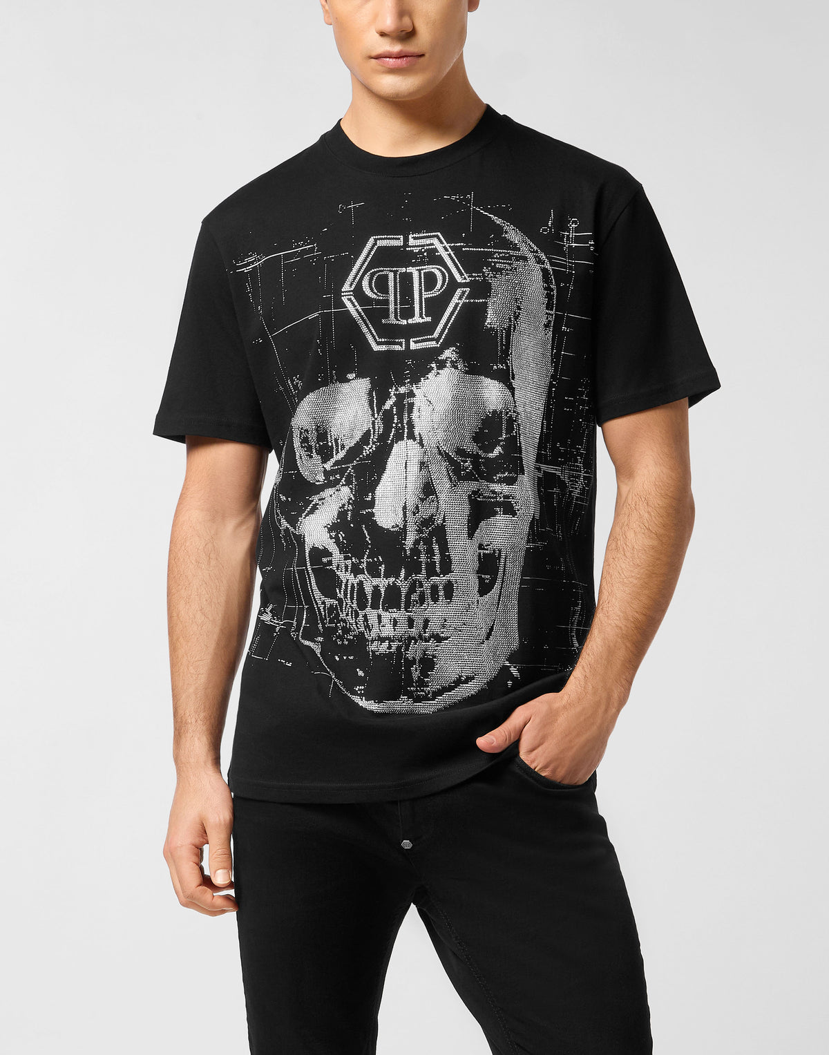 Round Neck T-Shirt Skull Strass