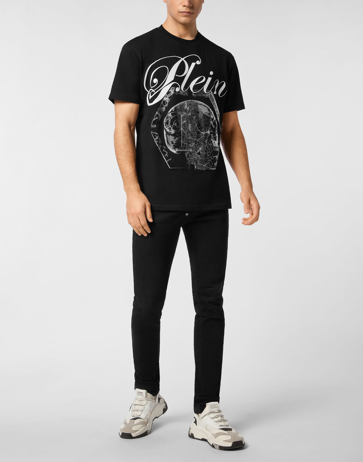 Round Neck T-Shirt Marble Skull