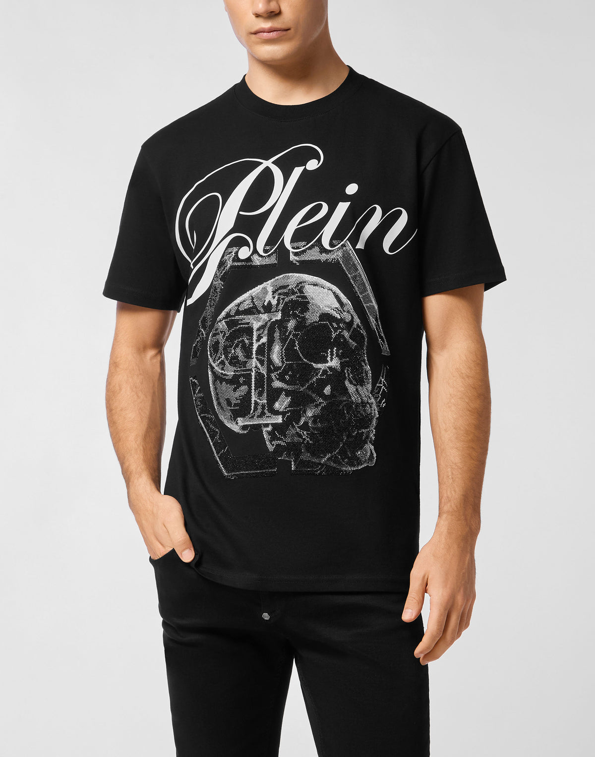 Round Neck T-Shirt Marble Skull
