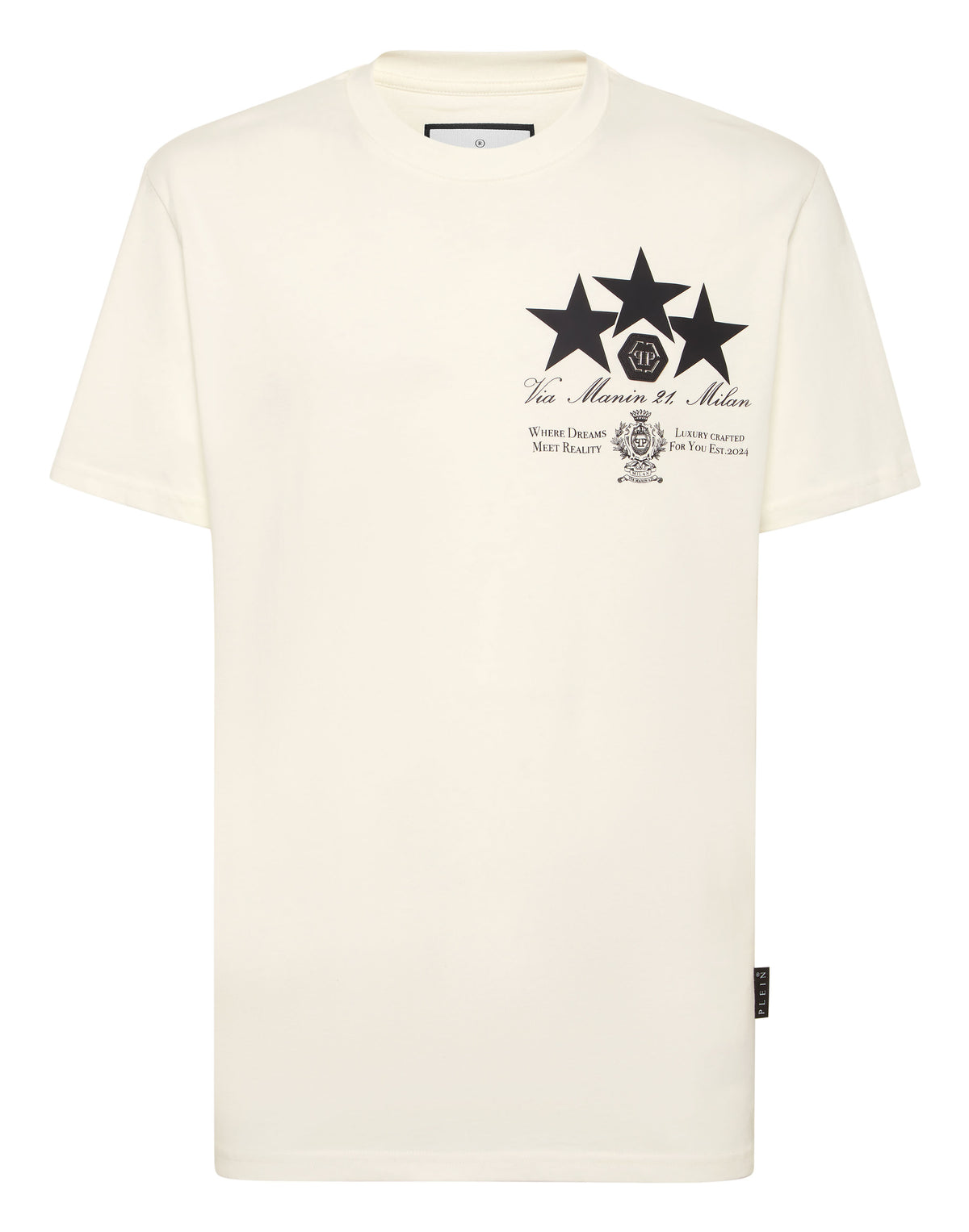 Round Neck T-Shirt Leather Patch Stars