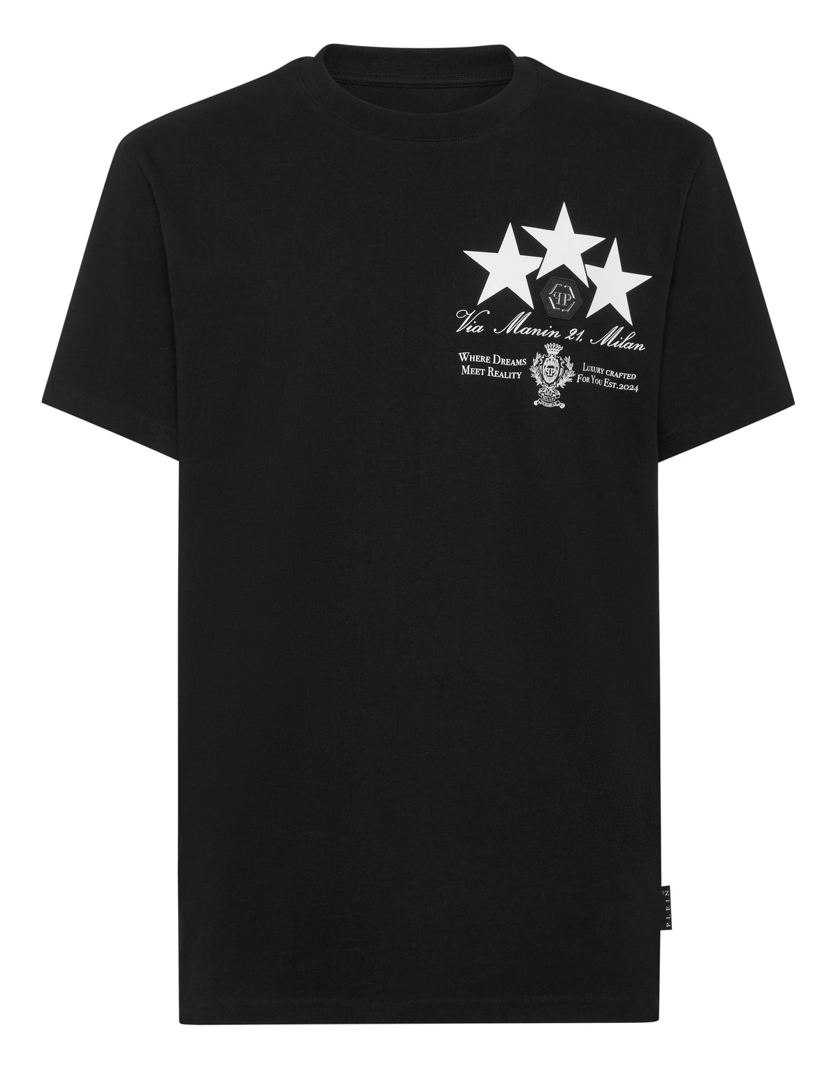 Round Neck T-Shirt Leather Patch Stars