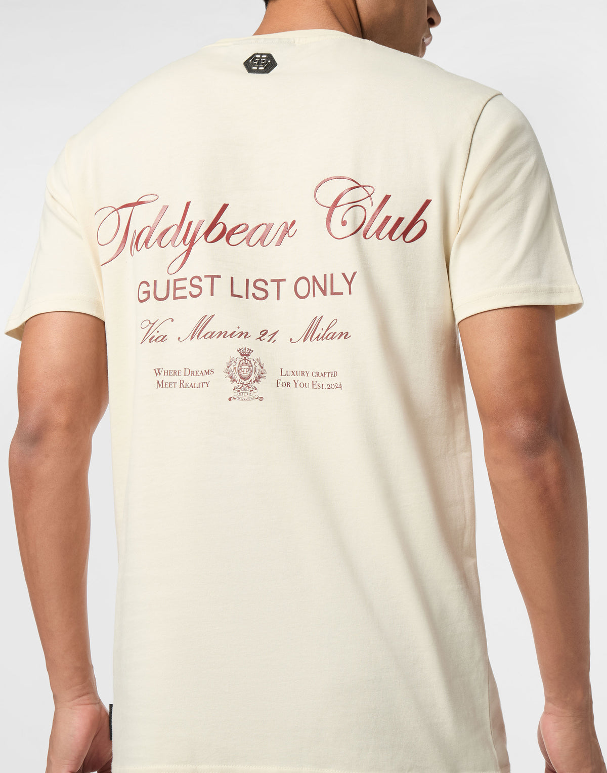 Embroidered Round Neck T-Shirt Strass Teddy Bear