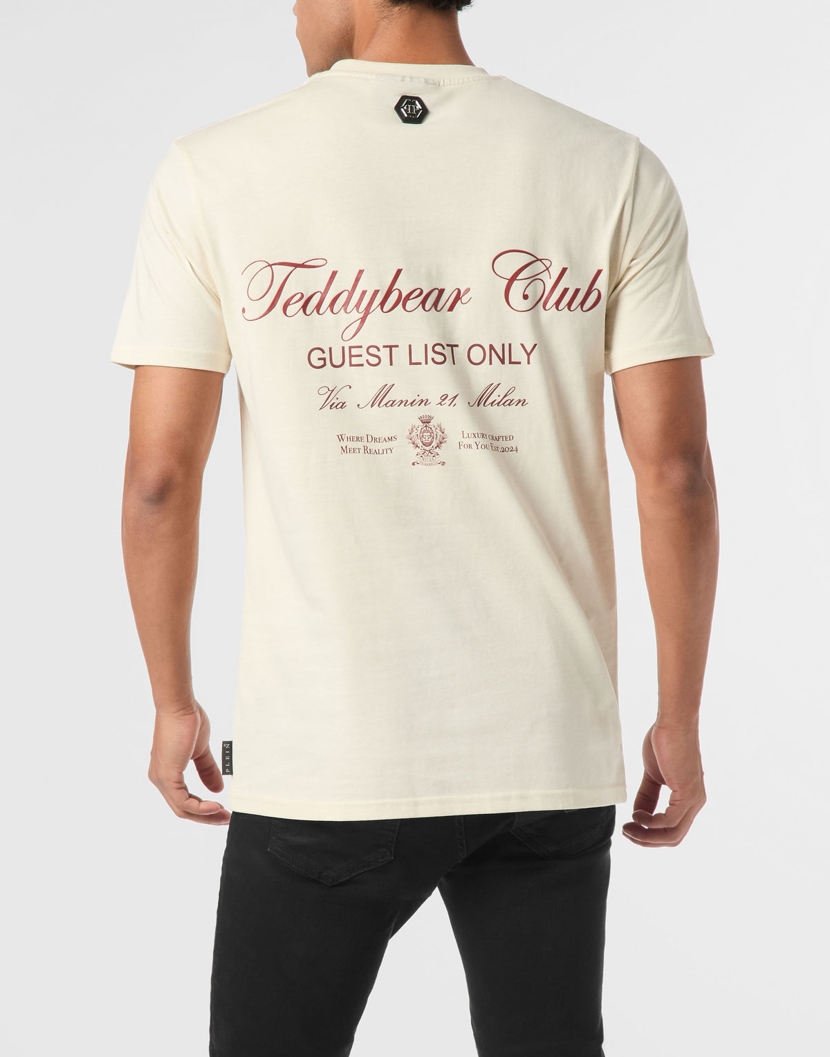 Embroidered Round Neck T-Shirt Strass Teddy Bear