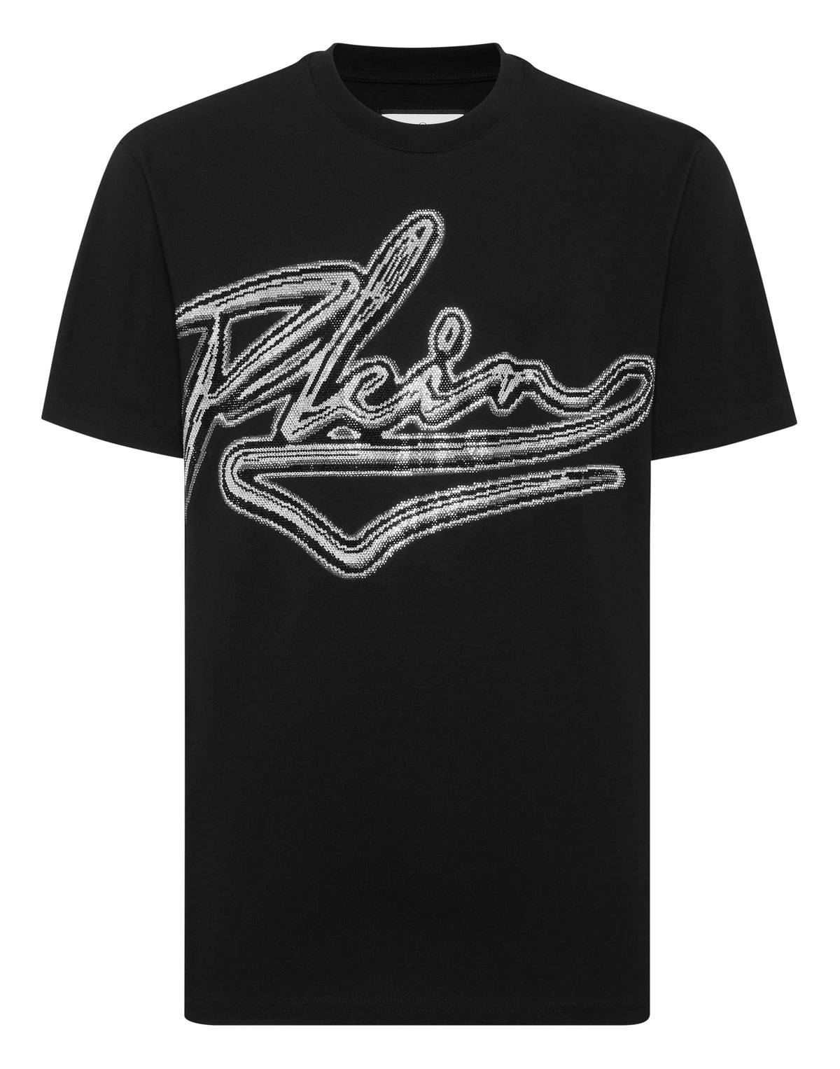 Cotton Round Neck T-Shirt Chrome Plein