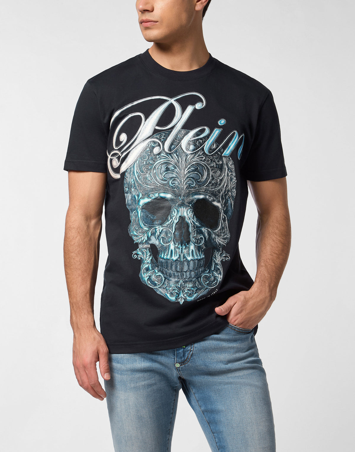 Round Neck T-Shirt Gradient Skull