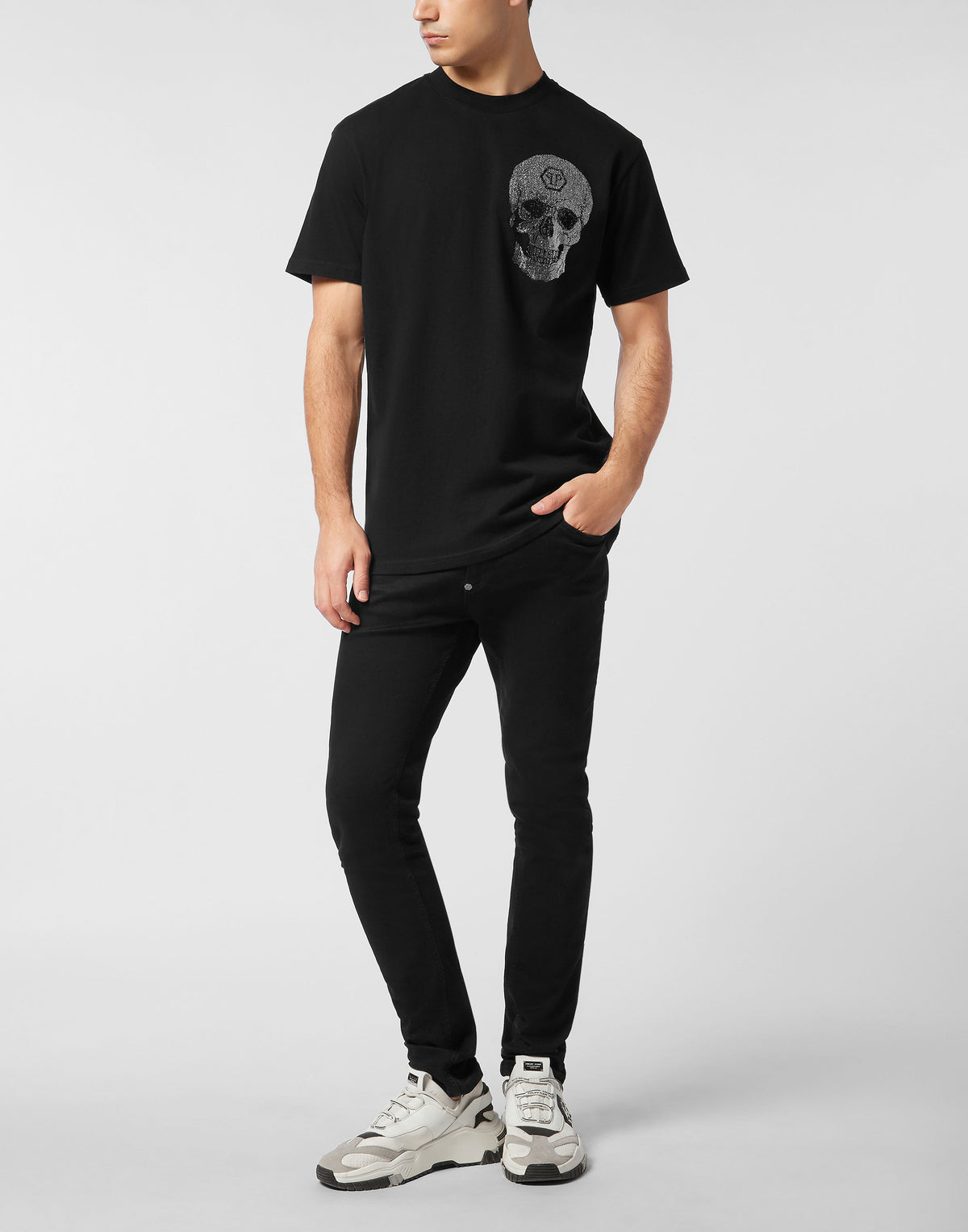 Round Neck Heavy Cotton T-Shirt Crystal Skull