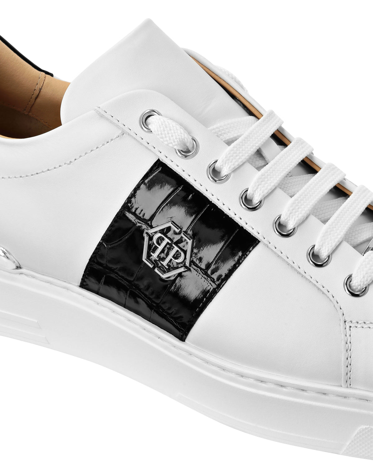 Mix Leather Lo-Top Sneakers Hexagon