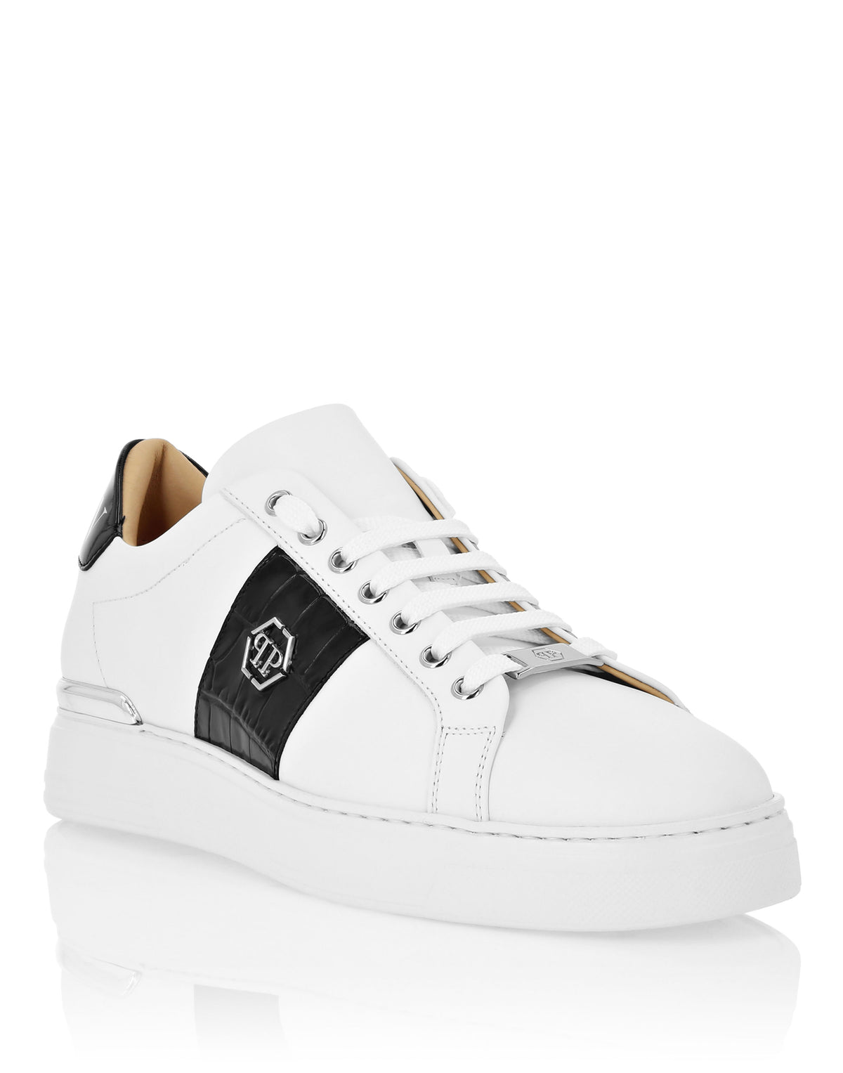 Mix Leather Lo-Top Sneakers Hexagon