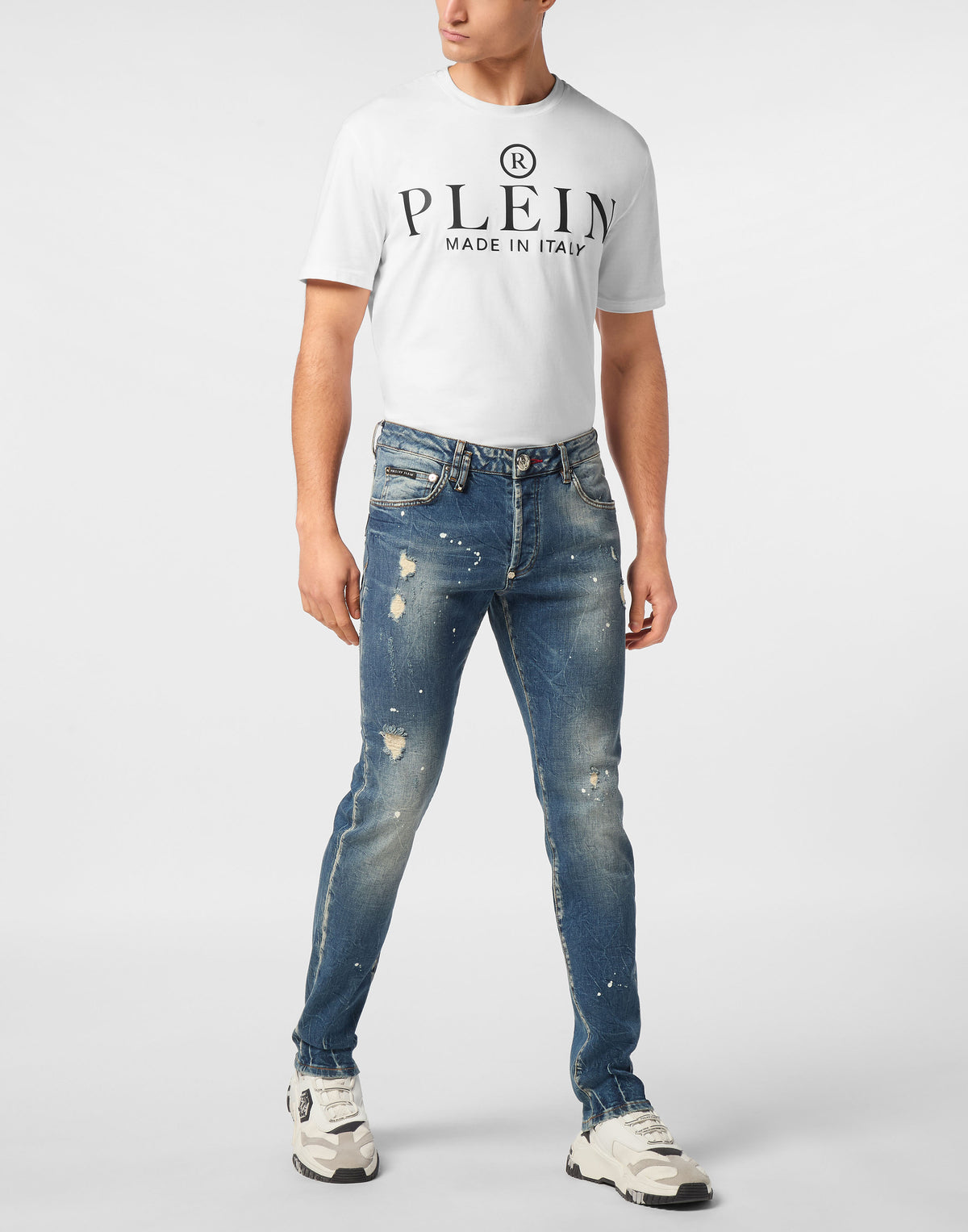 Denim Trousers Super Straight Cut Studs-YC Group|Luxury Fashion
