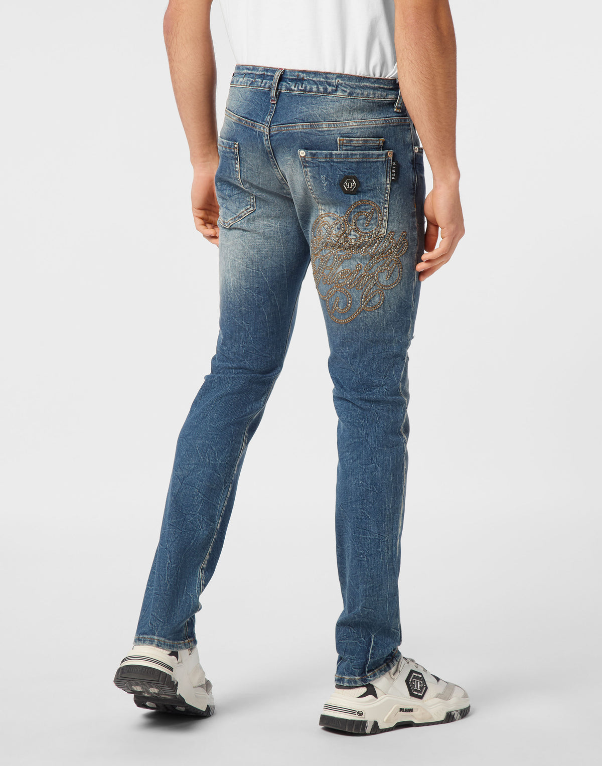 Denim Trousers Super Straight Cut Studs-YC Group|Luxury Fashion