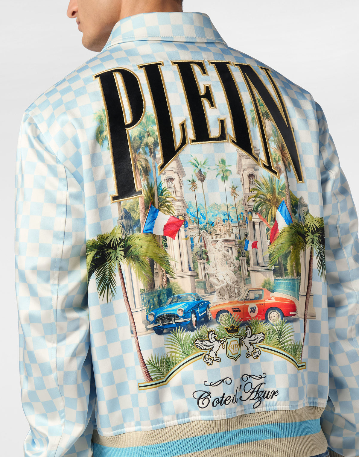 Satin Coster Jacket Supercars Checkered-YC Group|Luxury Fashion