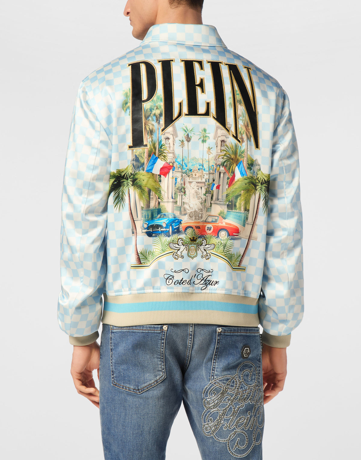 Satin Coster Jacket Supercars Checkered-YC Group|Luxury Fashion