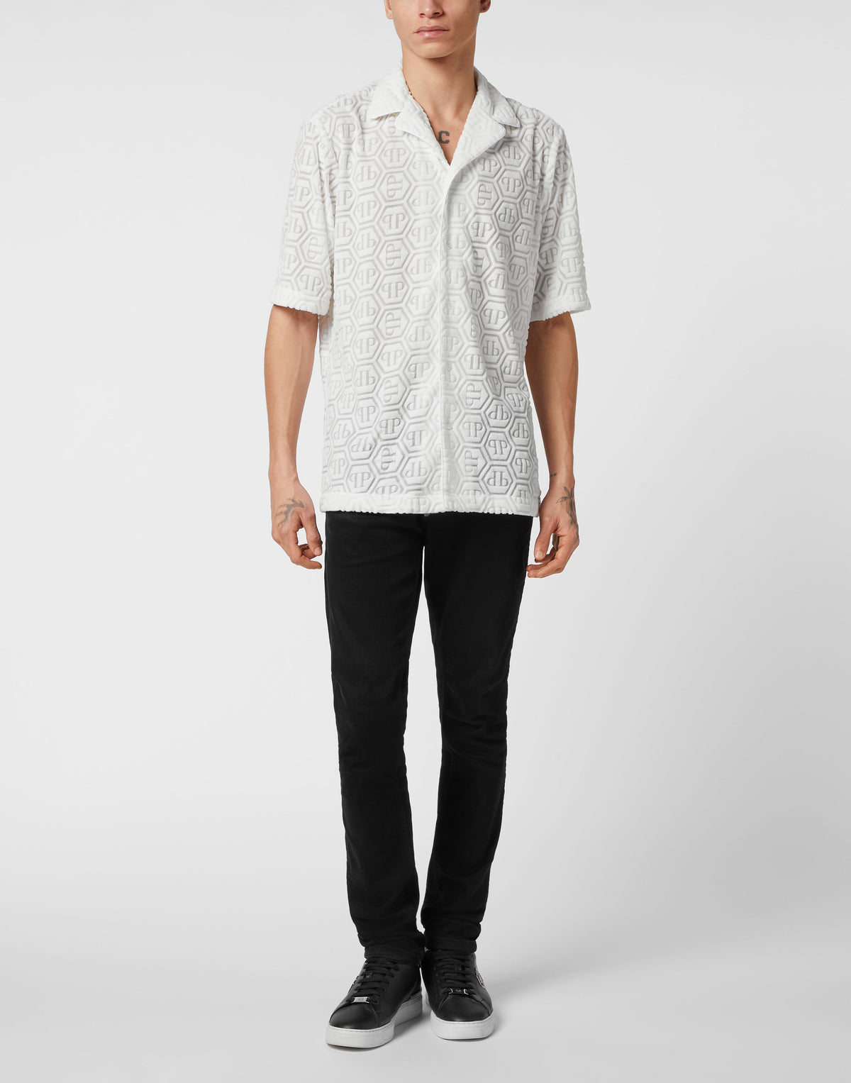 Shirt SS Bowling Fit Jacquard Monogram-YC Group|Luxury Fashion