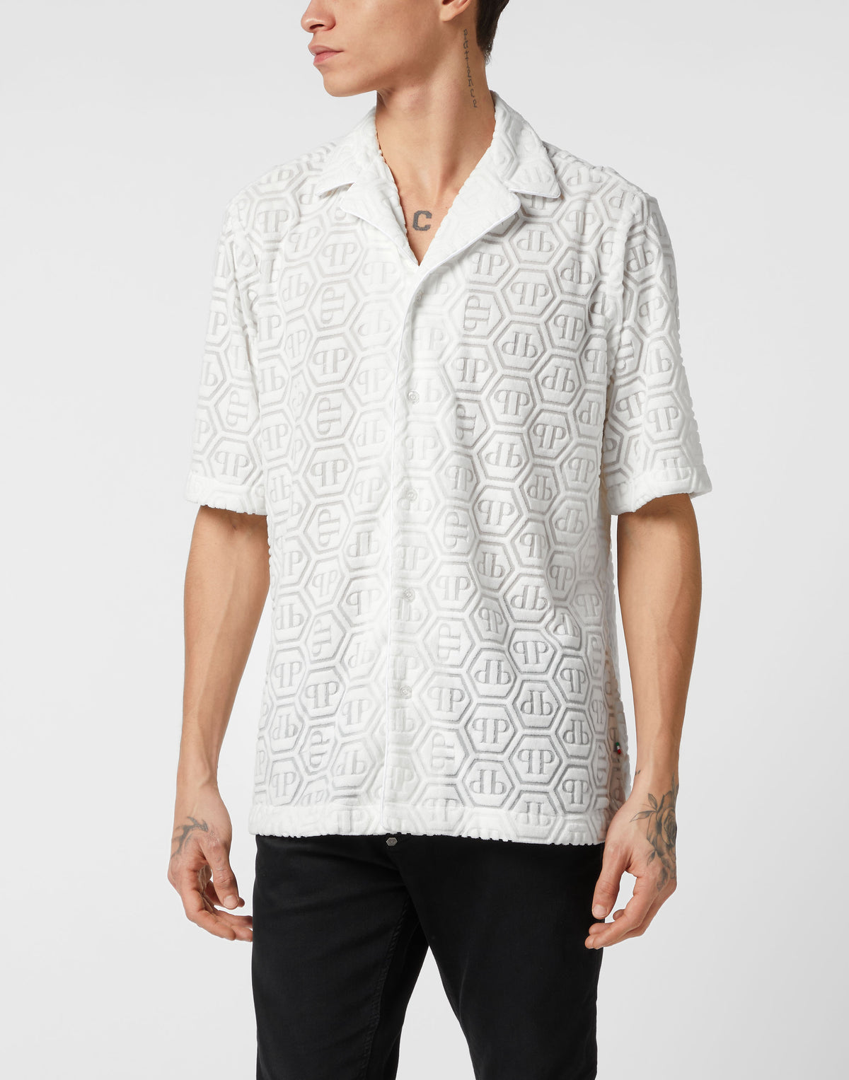 Shirt SS Bowling Fit Jacquard Monogram-YC Group|Luxury Fashion