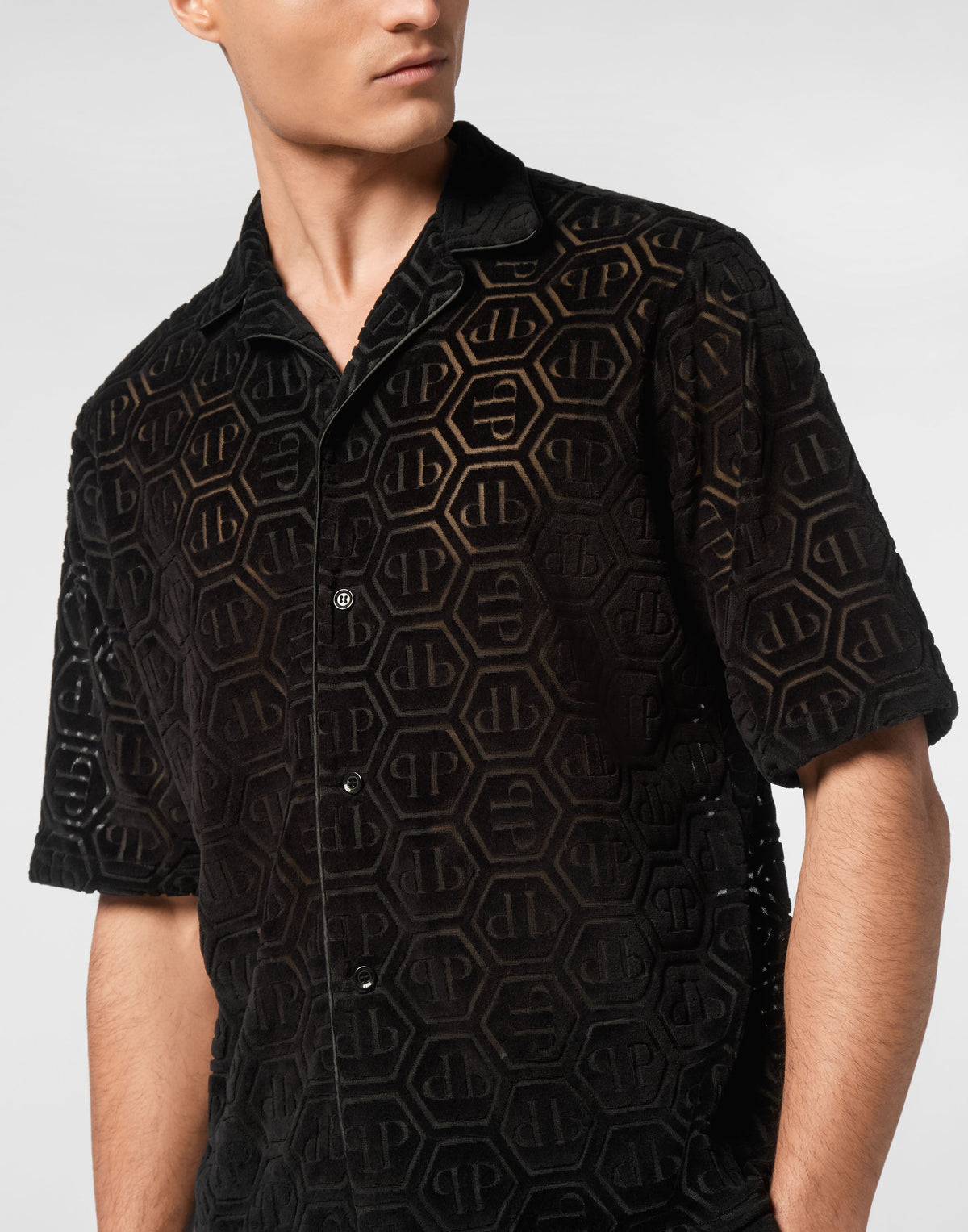 Shirt SS Bowling Fit Jacquard Monogram-YC Group|Luxury Fashion