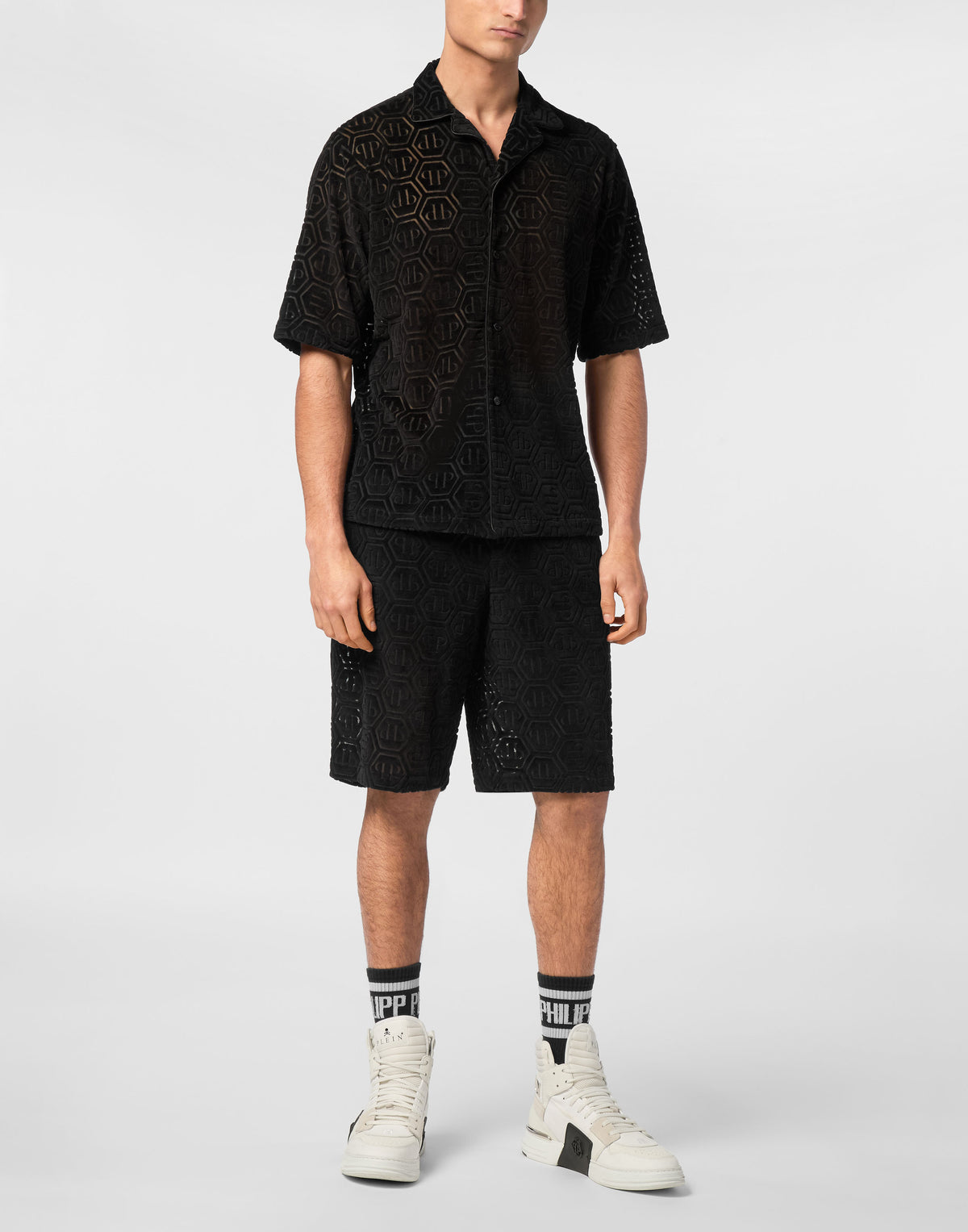 Shirt SS Bowling Fit Jacquard Monogram-YC Group|Luxury Fashion