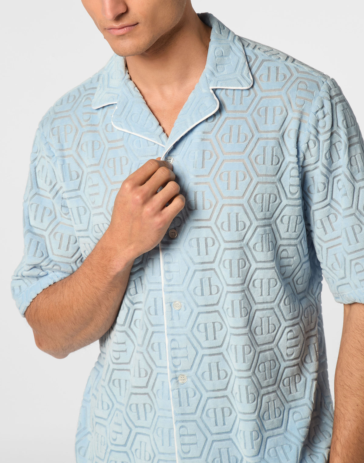 Shirt SS Bowling Fit Jacquard Monogram-YC Group|Luxury Fashion