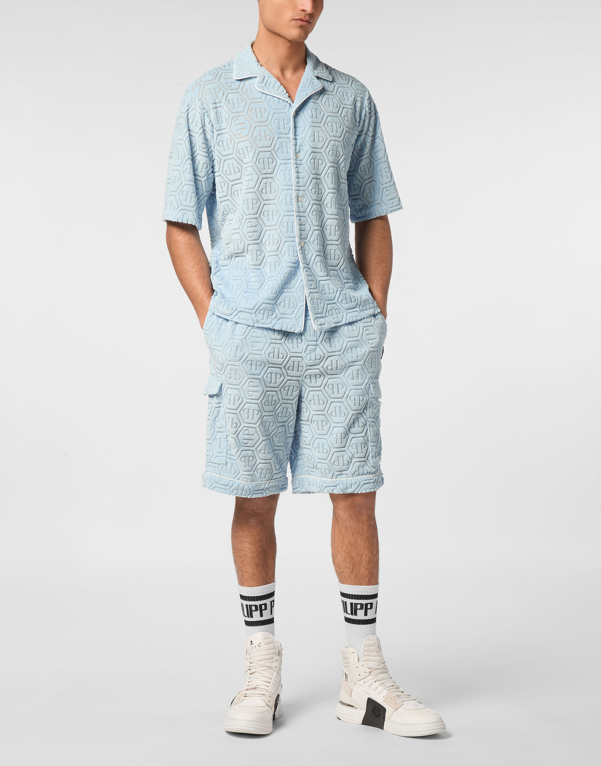 Shirt SS Bowling Fit Jacquard Monogram-YC Group|Luxury Fashion