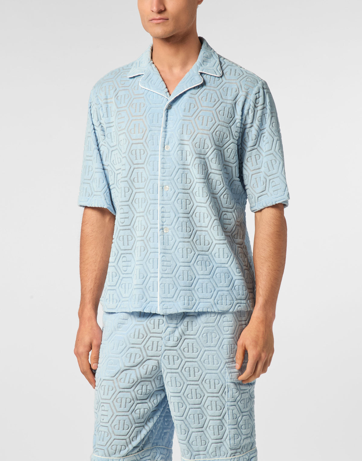 Shirt SS Bowling Fit Jacquard Monogram-YC Group|Luxury Fashion
