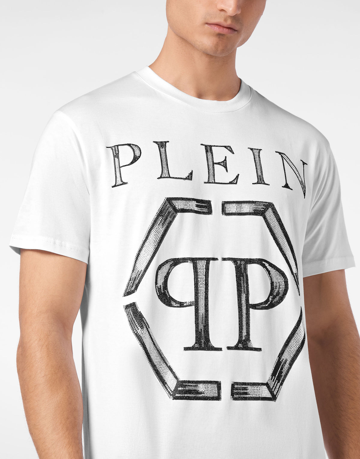 Jersey T-shirt Round Neck SS Strass Hexagon-YC Group|Luxury Fashion