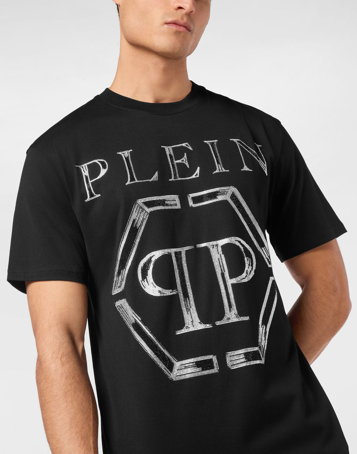 Jersey T-shirt Round Neck SS Strass Hexagon-YC Group|Luxury Fashion