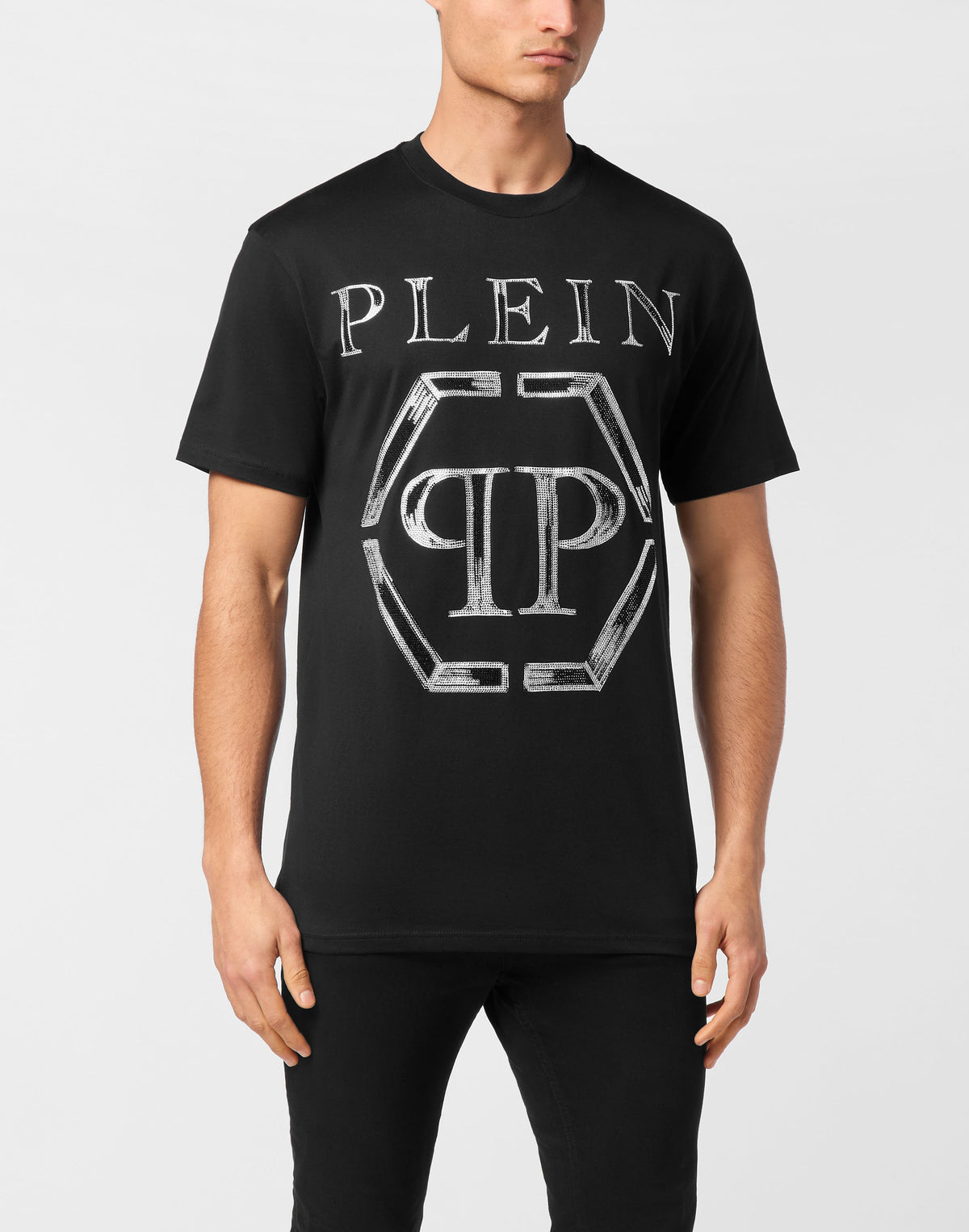 Jersey T-shirt Round Neck SS Strass Hexagon-YC Group|Luxury Fashion