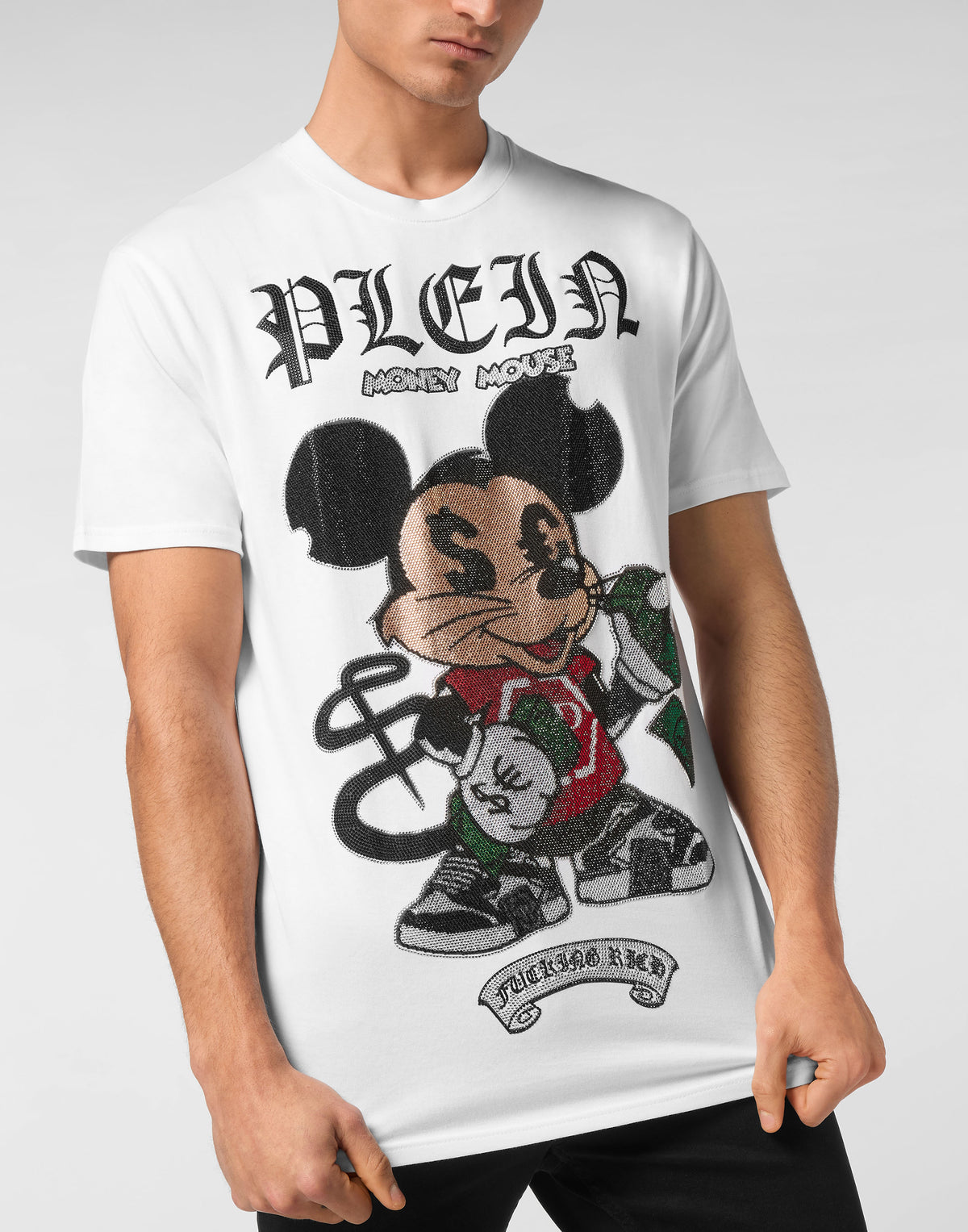 Jersey T-shirt Round Neck SS Strass Money Mouse-YC Group|Luxury Fashion