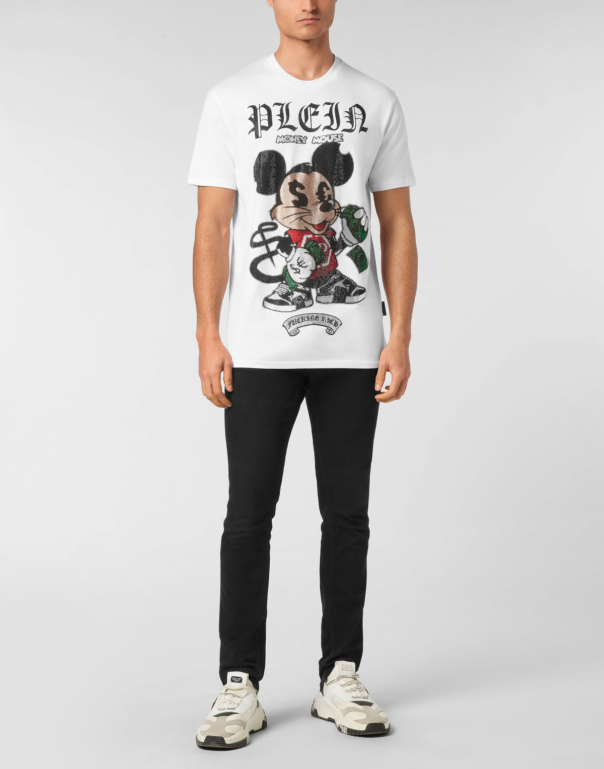 Jersey T-shirt Round Neck SS Strass Money Mouse-YC Group|Luxury Fashion