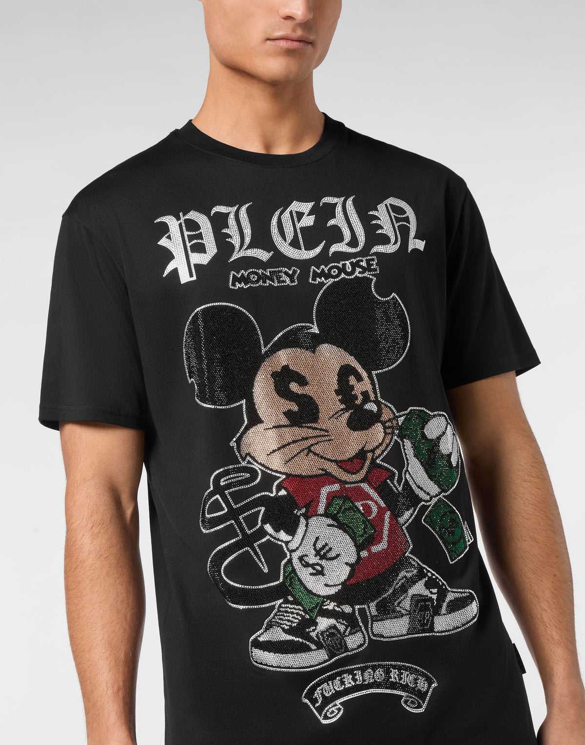 Jersey T-shirt Round Neck SS Strass Money Mouse-YC Group|Luxury Fashion