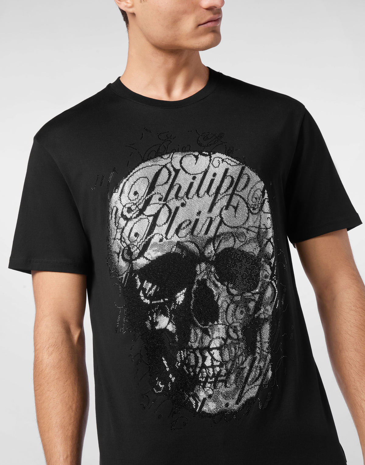 T-shirt Round Neck SS Skull Coursive-YC Group|Luxury Fashion
