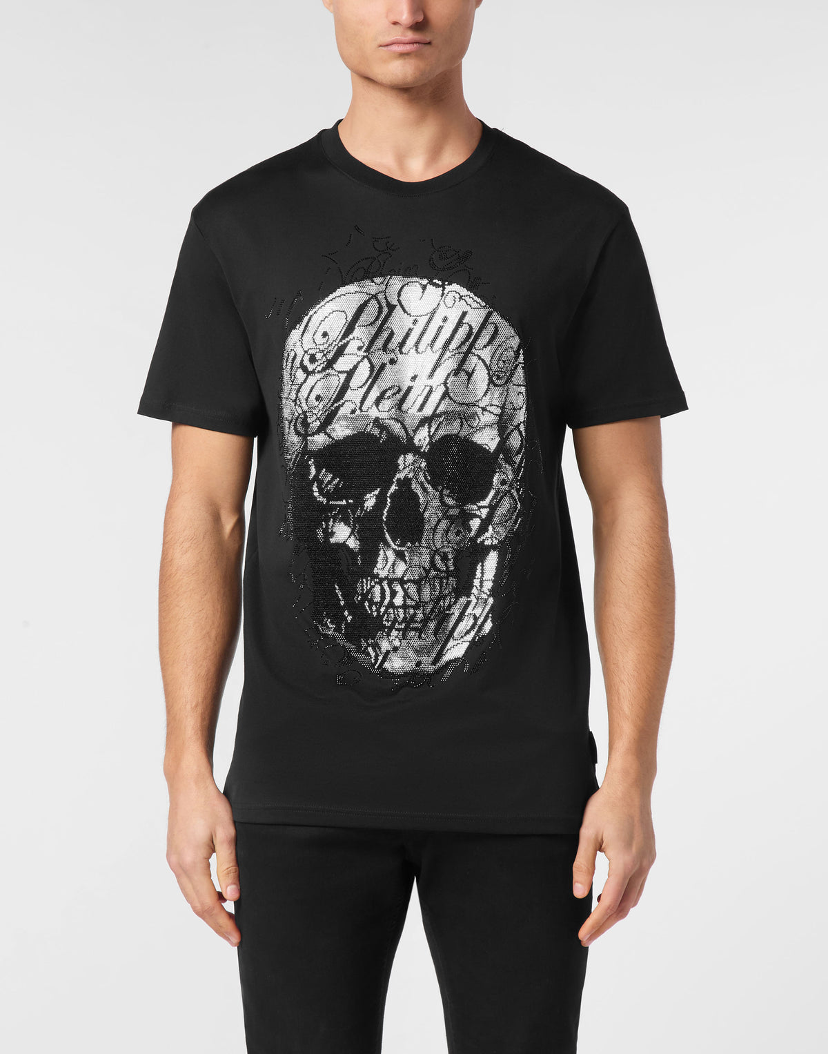 T-shirt Round Neck SS Skull Coursive-YC Group|Luxury Fashion