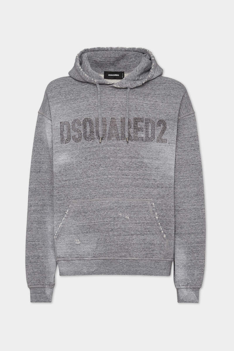 DSQUARED2 BRUSHED MELANGE FLEECE RELAX FIT HOODIE SWEATSHIRT