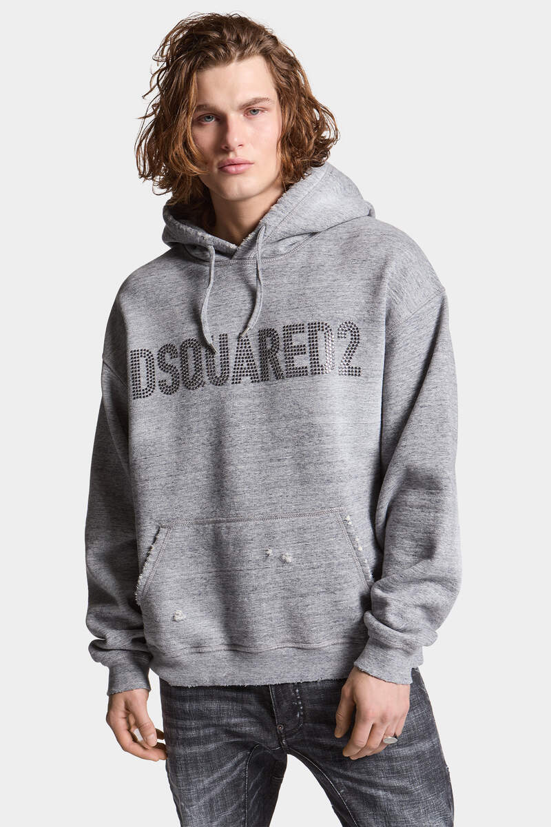 DSQUARED2 BRUSHED MELANGE FLEECE RELAX FIT HOODIE SWEATSHIRT