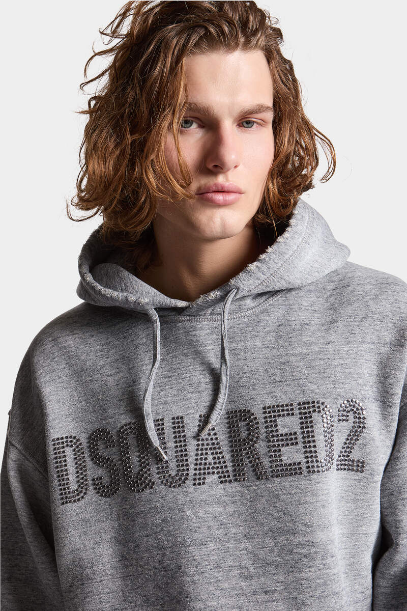 DSQUARED2 BRUSHED MELANGE FLEECE RELAX FIT HOODIE SWEATSHIRT