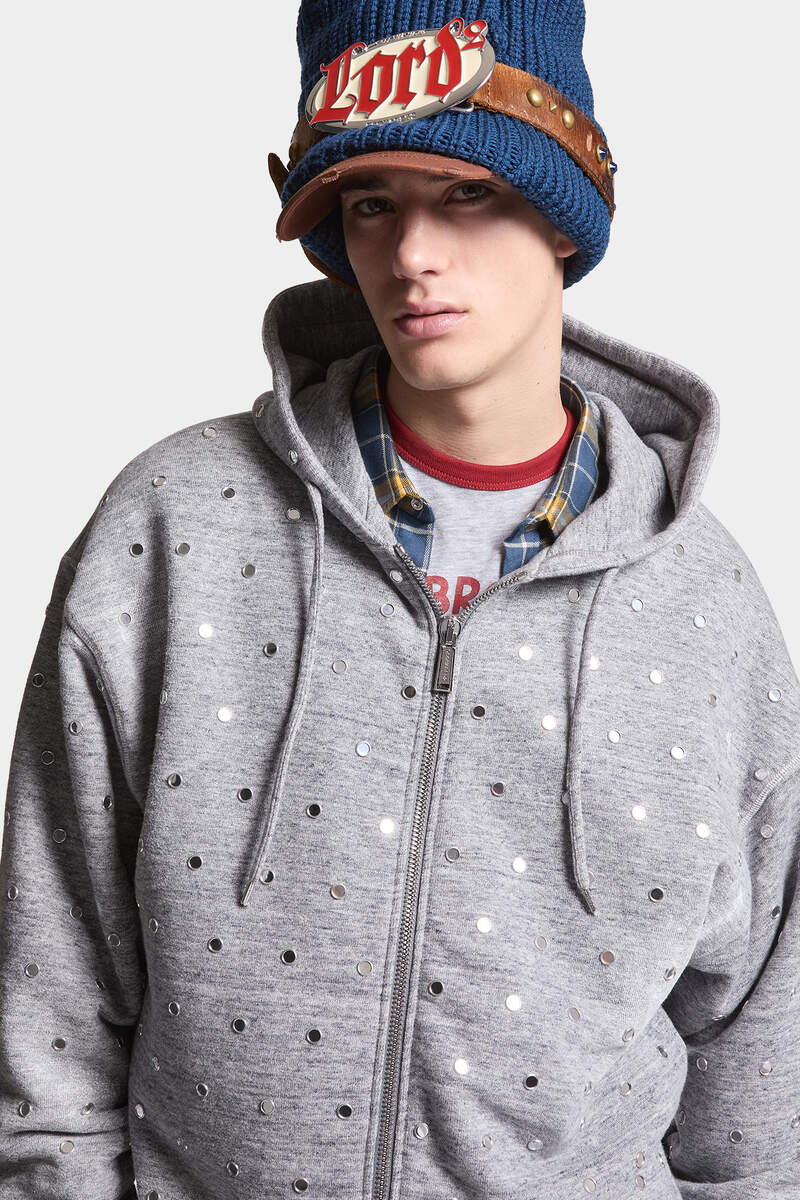 UNBRUSHED MELANGE FLEECE LOOSE FIT ZIPPED HOODIE