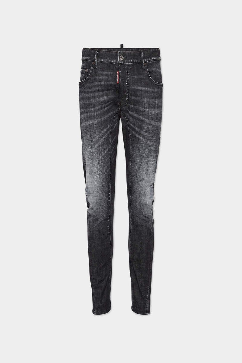 BLACK BRUSHED STEEL WASH TIDY BIKER JEANS