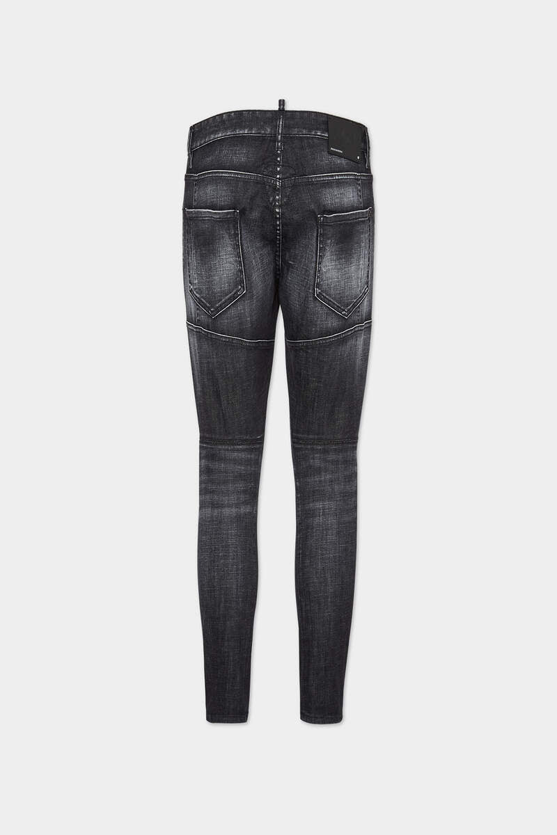 BLACK BRUSHED STEEL WASH TIDY BIKER JEANS