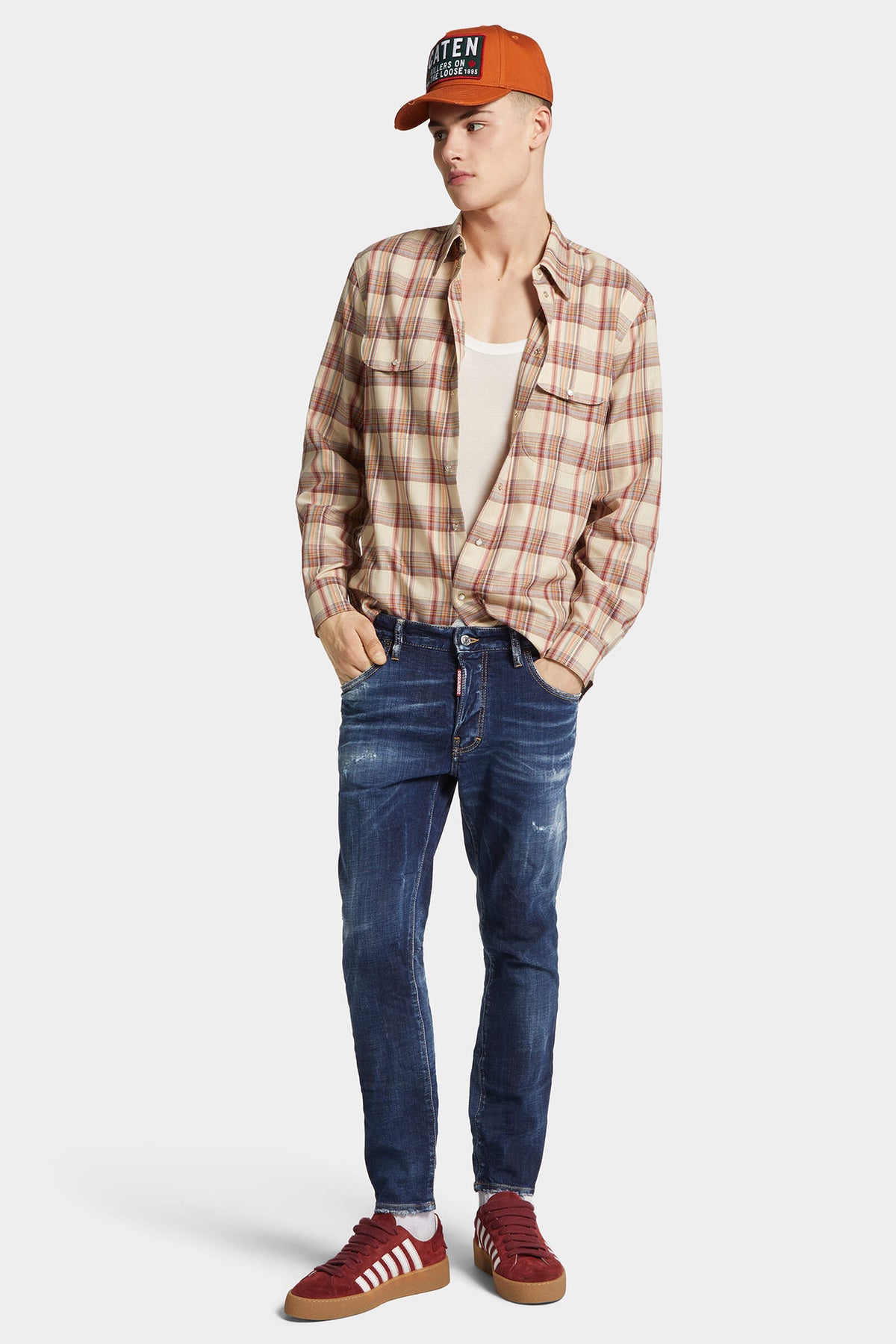Dark Blue Wash Skater Jeans