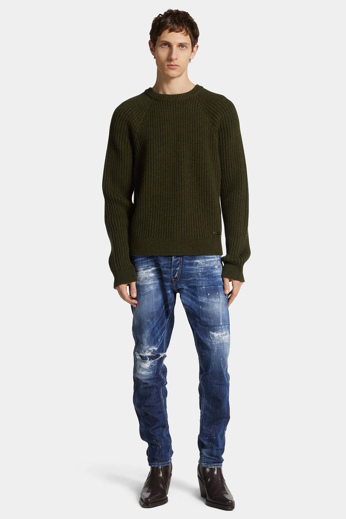 Medium Ripped Wash Cool Guy Mini Front Jeans