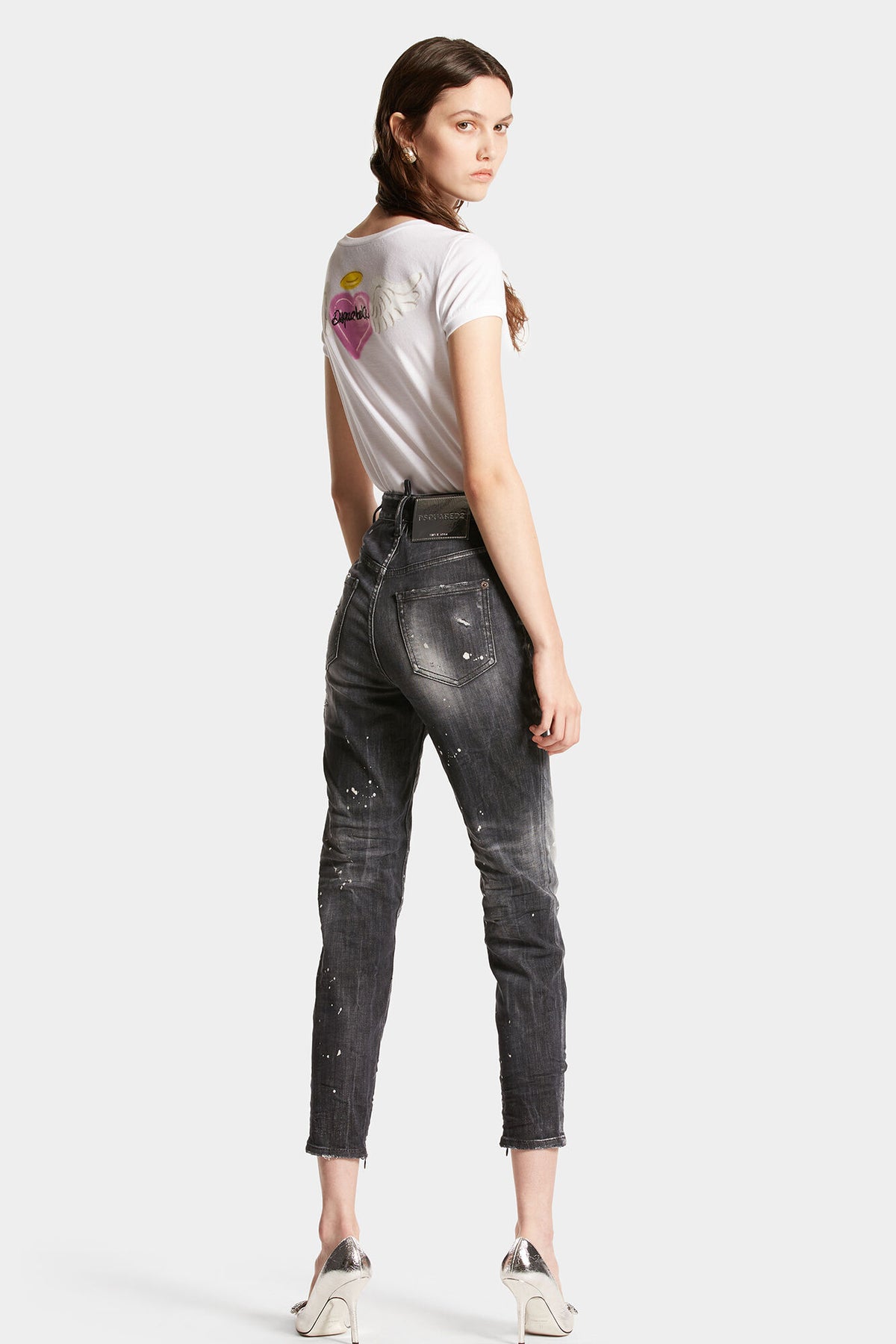 BLACK RIPPED WASH HIGH WAIST TWIGGY JEAN