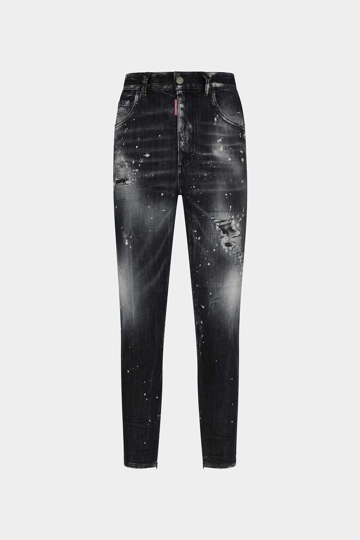 BLACK RIPPED WASH HIGH WAIST TWIGGY JEAN