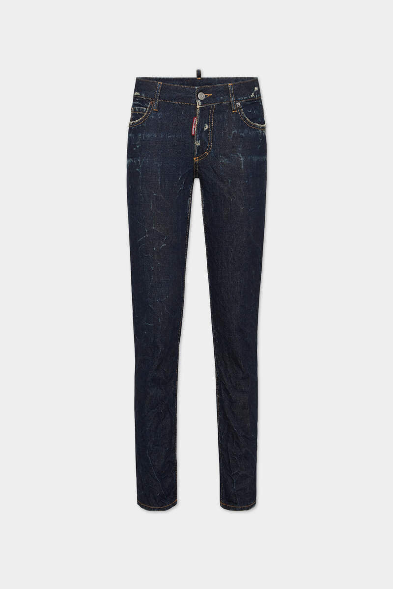 DARK CRINKLE WASH MEDIUM WAIST JENNIFER JEANS